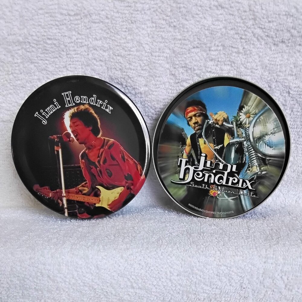Sealed 2005 Set of 4 Round 4" Jimi Hendrix Coasters in Collector's Tin BNIP!!
